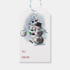 Soccer Snowman Weihnachten Geschenkanhänger