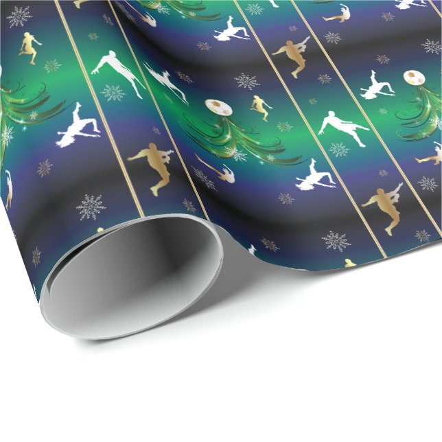 Soccer Spieler Weihnachten Snowflake Muster Geschenkpapier (Rolleneckpunkt)