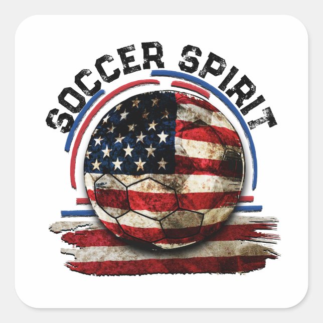 Soccer Spirit USA, National Soccer USA Quadratischer Aufkleber (Vorderseite)
