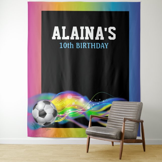 SOCCER Sports Bar Bat Mitzvah Foto-Op Hintergrund Wandteppich (Beispiel)