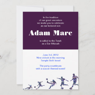 Soccer Sports Invitation Bar Mitzvah Juif Bleu