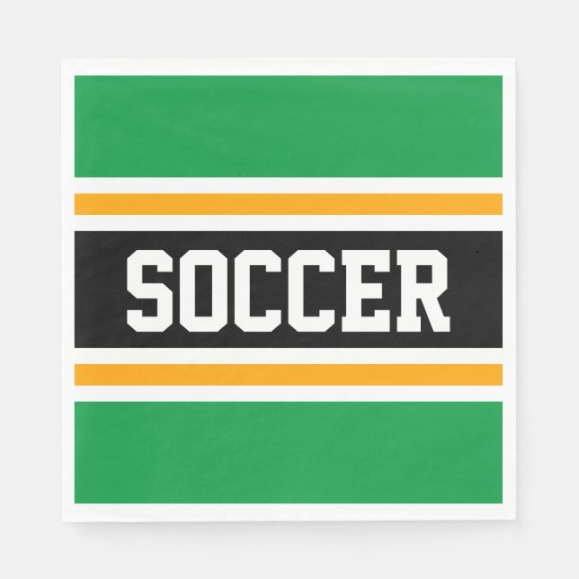 SOCCER Sporty Bright Green Black Yellow Stripes Serviette (Vorderseite)