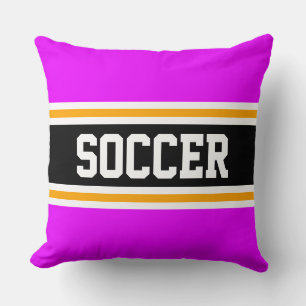 SOCCER Sporty Bright Pink Black Athletic Stripes Kissen
