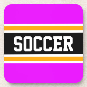 SOCCER Sporty Pink Yellow Black Racing Streifen Getränkeuntersetzer