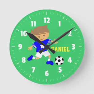 Soccer Star Boy, Football Theme for Boys bedroom Runde Wanduhr