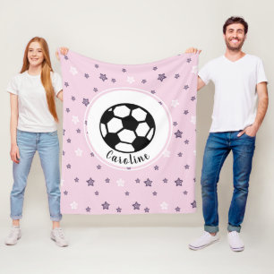 Soccer Star Girls Personalisiert Niedliches rosa M Fleecedecke