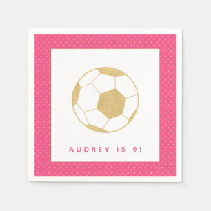 Soccer Star Pink und Gold Personalisiertes Party Serviette