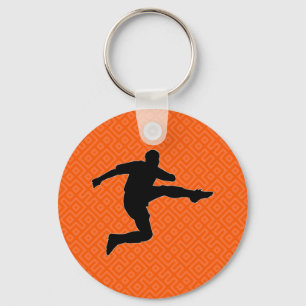 Soccer Striker über Cooles geometrisches Orange Mu Schlüsselanhänger