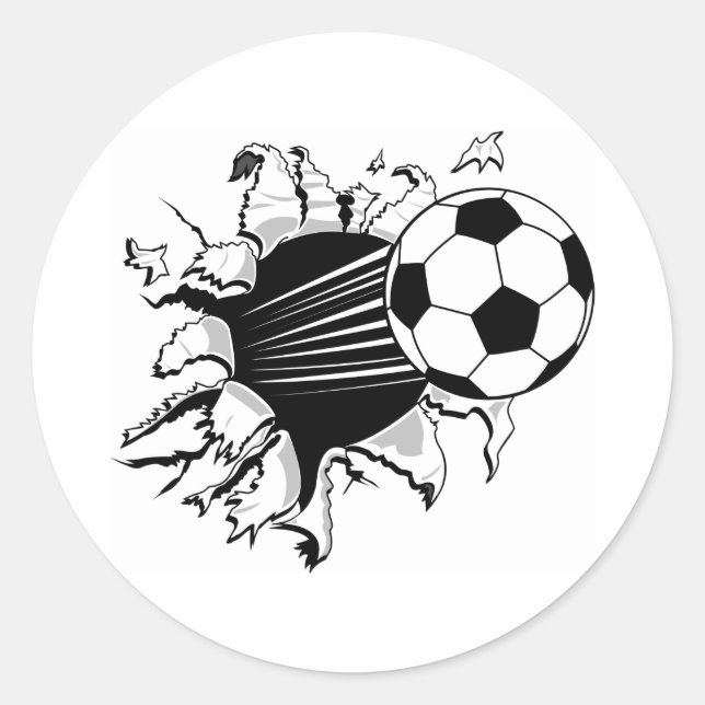 Soccer Tearout Runder Aufkleber (Vorderseite)