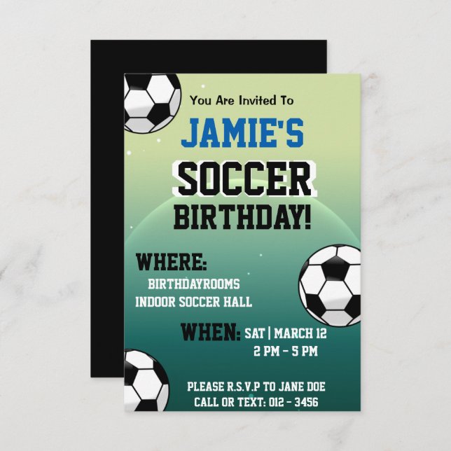 Soccer Thème Anniversaire Invitations (Devant / Derrière)