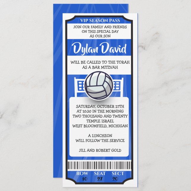 SOCCER TICKET Bar Bat Mitzvah Einladung (Vorne/Hinten)