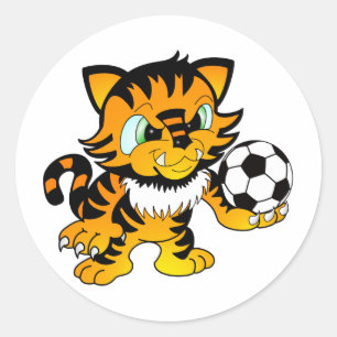 Soccer Tiger Runder Aufkleber