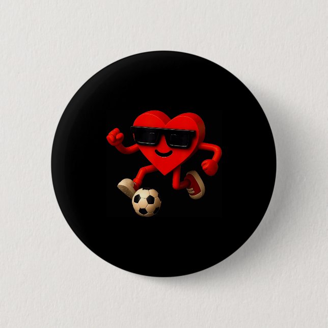 Soccer Valentines Day Cute Funny Heart Boys Girls  Button (Vorderseite)