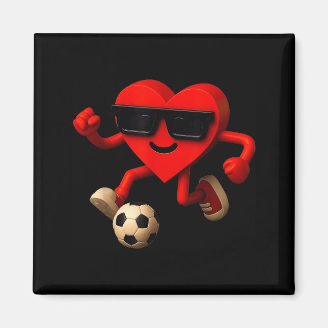 Soccer Valentines Day Cute Funny Heart Boys Girls  Magnet (Vorne)