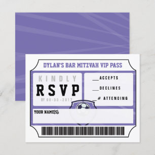 SOCCER VIP REPONSE CARD Bar Bat mitzvah Invitation