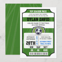SOCCER VIP TICKET Bar Bat Mitzvah Einladung