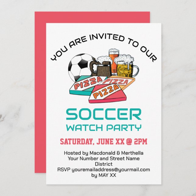 SOCCER WATPARTIE Invitation (Devant / Derrière)