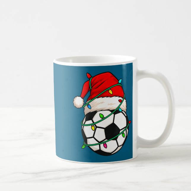 Soccer With Santa Hat Funny Christmas Xmas Gift  Kaffeetasse (Rechts)
