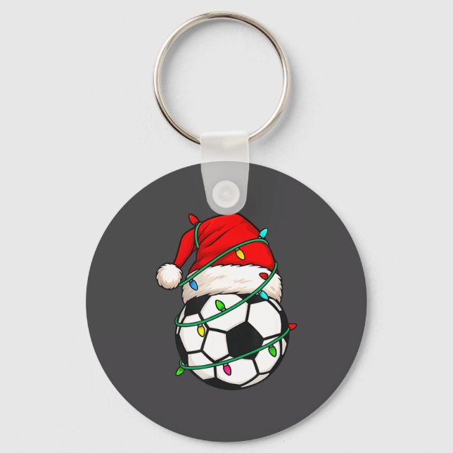Soccer With Santa Hat Funny Christmas Xmas Gift  Schlüsselanhänger (Vorderseite)