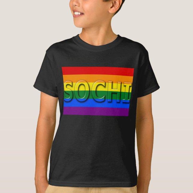 SOCHI-Gay Pride-Flagge T-Shirt (Vorderseite)