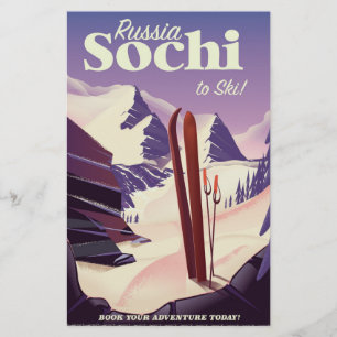 Sochi Russland Skifahrerposter Briefpapier