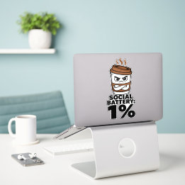 Social-Akku 1% Lustige Introvertierten-Sticker Aufkleber