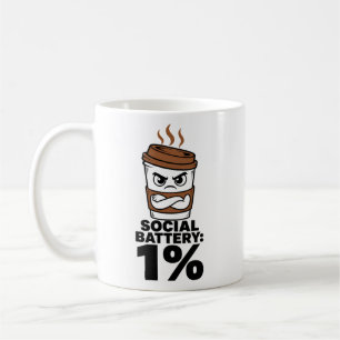 Social-Akku 1% Tasse Lustiges Introvertiertengesch