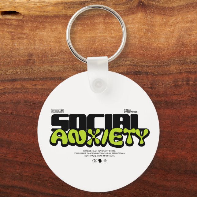 "Social Anxiety" Modern Streetwear Graphic Schlüsselanhänger (Vorderseite)