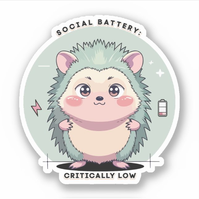 Social Battery Critically Low – Relatable Mood Aufkleber (Vorderseite)