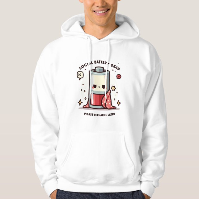 Social Battery Dead Hoodie Funny Introvert Saying (Vorderseite)