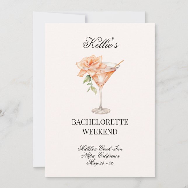 Social Club Blush Martini Cocktail mit QR Code Bac Einladung (Vorderseite)