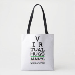 Social Distancing Virtual Hugs Eyechart Tasche