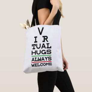 Social Distancing Virtual Hugs Eyechart Tasche