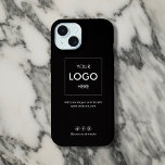 Social Media Black iPhone 15 Hülle<br><div class="desc">Mit unserem individuellen Gehäuse verwandeln Sie Ihr iPhone in ein leistungsfähiges Marketing-Tool! Ideal für kleine Unternehmen, präsentiert dieser Fall Ihr Logo und Ihren Slogan und macht eine kühne Aussage über Ihre Marke. Unten haben wir Ihre Kontaktdaten für eine einfache Referenz beigefügt. Außerdem gibt es Platz für drei Social-Media-Icons und Ihr...</div>