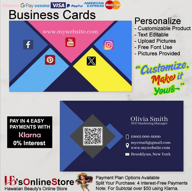 Social Media Business Cards 8 Pack mit 100 Visitenkarte (Social Media Business Cards 8 Pack of 100.)