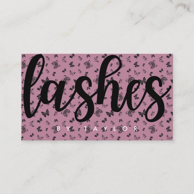 Social Media Butterfly Lashes Nails Visitenkarte (Vorderseite)