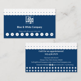 Social Media Call für klassische Blue & White Logo Treuekarte