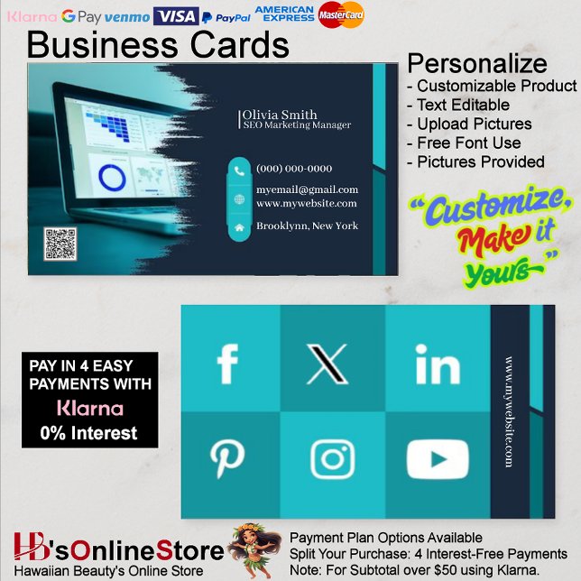 Social Media Cartes de visite 7 Pack de 100 (Social Media Business Cards 7 Pack of 100.)