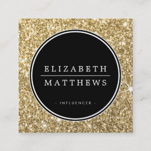 SOCIAL MEDIA Circle Ränder Black Chic Gold Glitzer Quadratische Visitenkarte