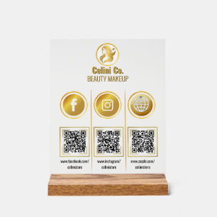 Social Media Code QR - Signal acrylique - Plate-fo