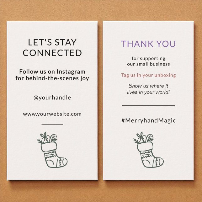 Social Media Connect Whimsical Creme Weihnachten Visitenkarte (Von Creator hochgeladen)