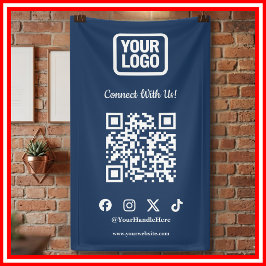 Social Media Connect With Us Instagram Navy QR Banner