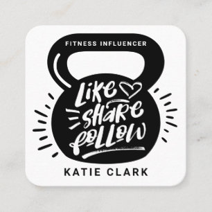 Social Media Fitness Influencer Kettlebell White Quadratische Visitenkarte