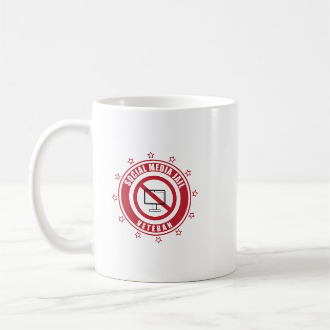 Social Media-Gefängnisrätin Veteran Abzeichen Kaffeetasse (Links)