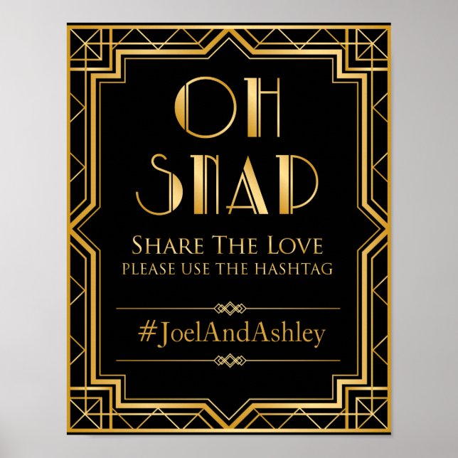 Social Media Hashtag Wedding Sign Poster (Vorne)