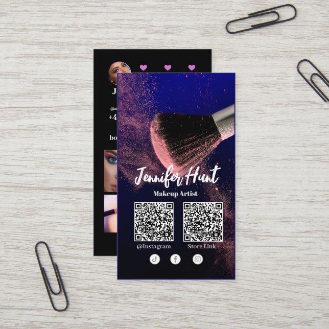 Social Media Influencer Trendy Style QRcode Visitenkarte (Vorderseite/Rückseite Beispiel)