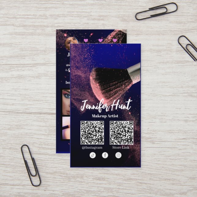 Social Media Influencer Trendy Style QRcode Visitenkarte (Vorderseite/Rückseite Beispiel)
