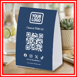 Social Media | Instagram Navy Blue QR Tischaufsteller