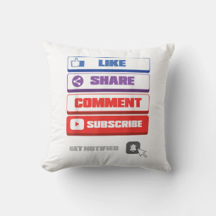 Social Media like Share Kommentar abonnieren Vlogg Kissen