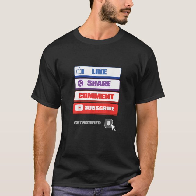Social Media like Share Kommentar abonnieren Vlogg T-Shirt (Vorderseite)
